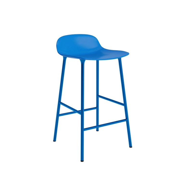 Tabouret haut FORM BARSTOOL pieds acier Bleu vif  Normann Copenhagen