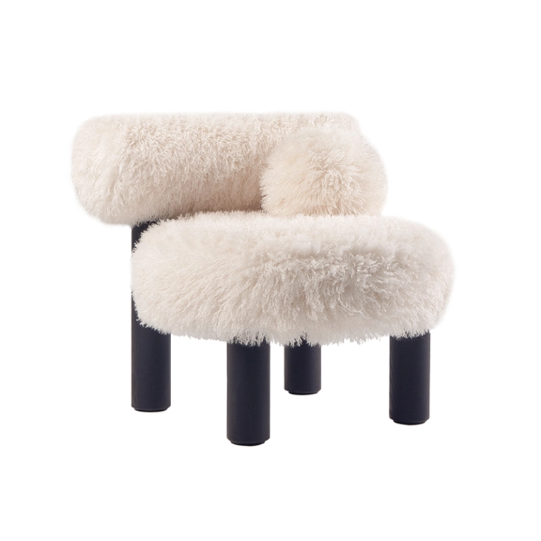 Fauteuil GROPIUS CS2 FLUFFY Azur cotonneux Ivoire/ frêne noir NOOM HOME