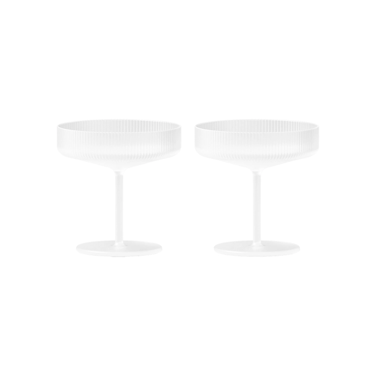 Carafe & verre Set de 2 coupes à Champagne RIPPLE Givré FERM LIVING