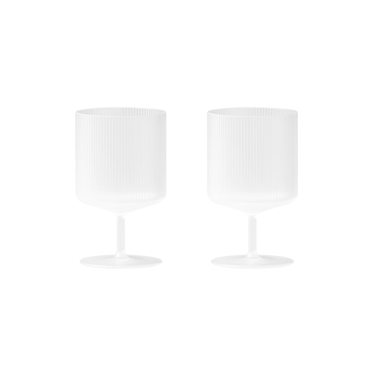 Carafe & verre Set de 2 verres à vin RIPPLE Givré FERM LIVING