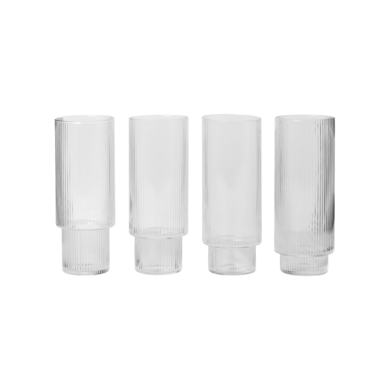 Carafe & verre Set de 4 verres long drink RIPPLE Transparent FERM LIVING