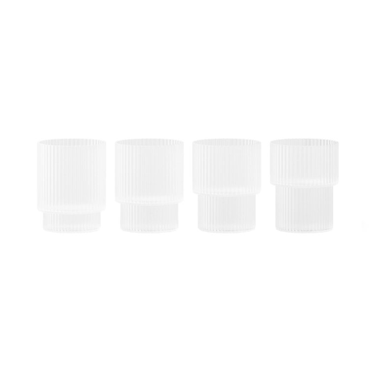 Carafe & verre Set de 4 verres RIPPLE Givré FERM LIVING