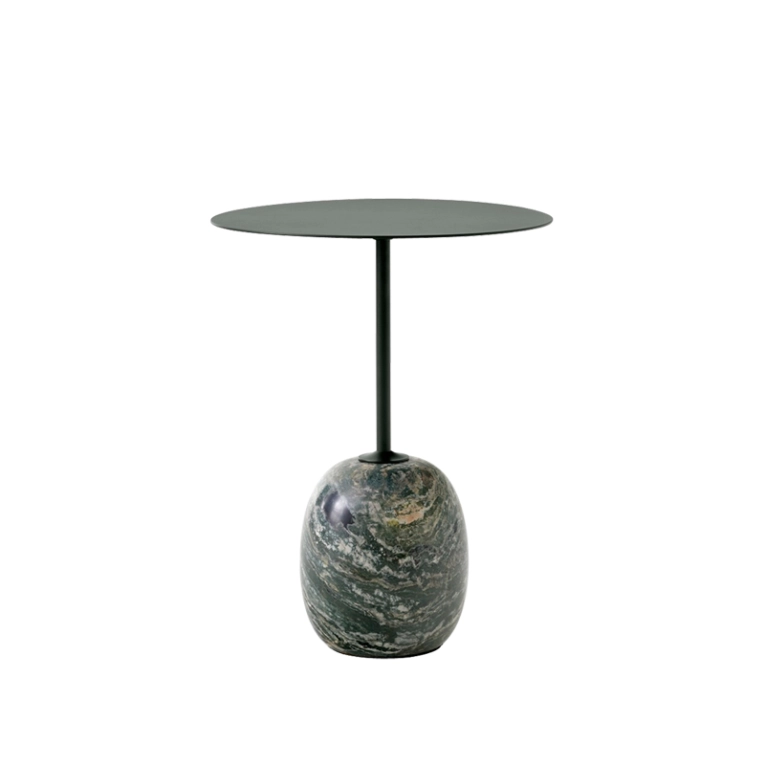 Table d'appoint guéridon LATO LN8 Vert foncé & marbre Verde Alpi AND TRADITION