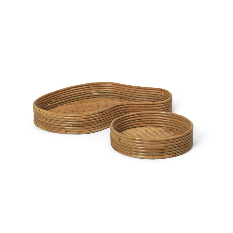 Plateau, plat Set de 2 plateaux ISOLA Naturel FERM LIVING
