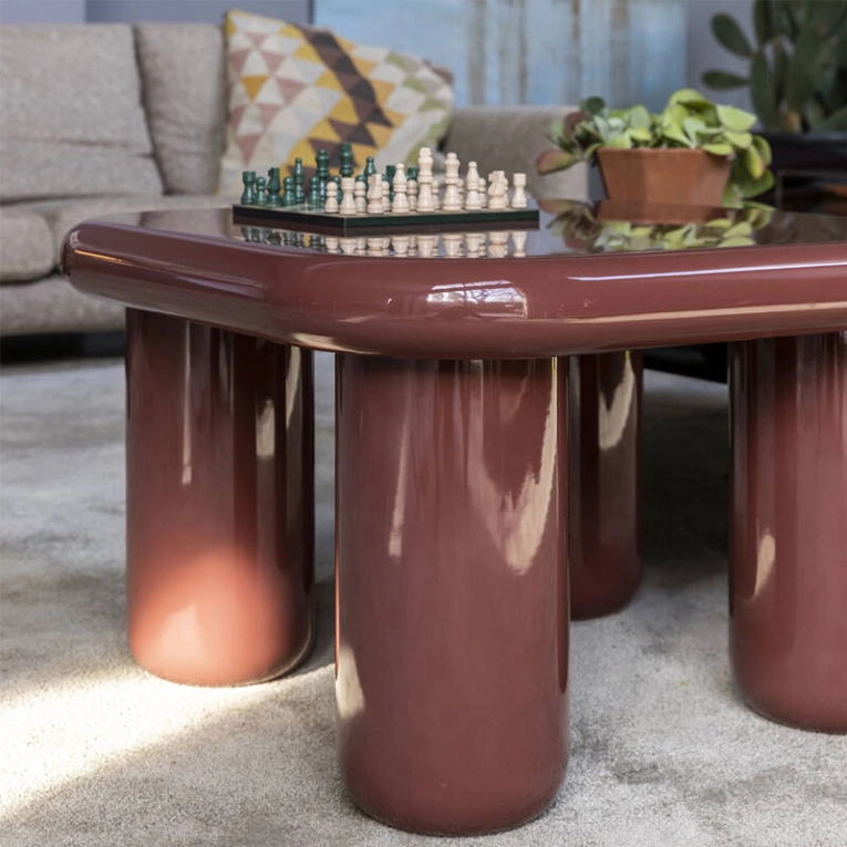 Table basse BILBAO 85x85 Beige laqué brillant MOGG