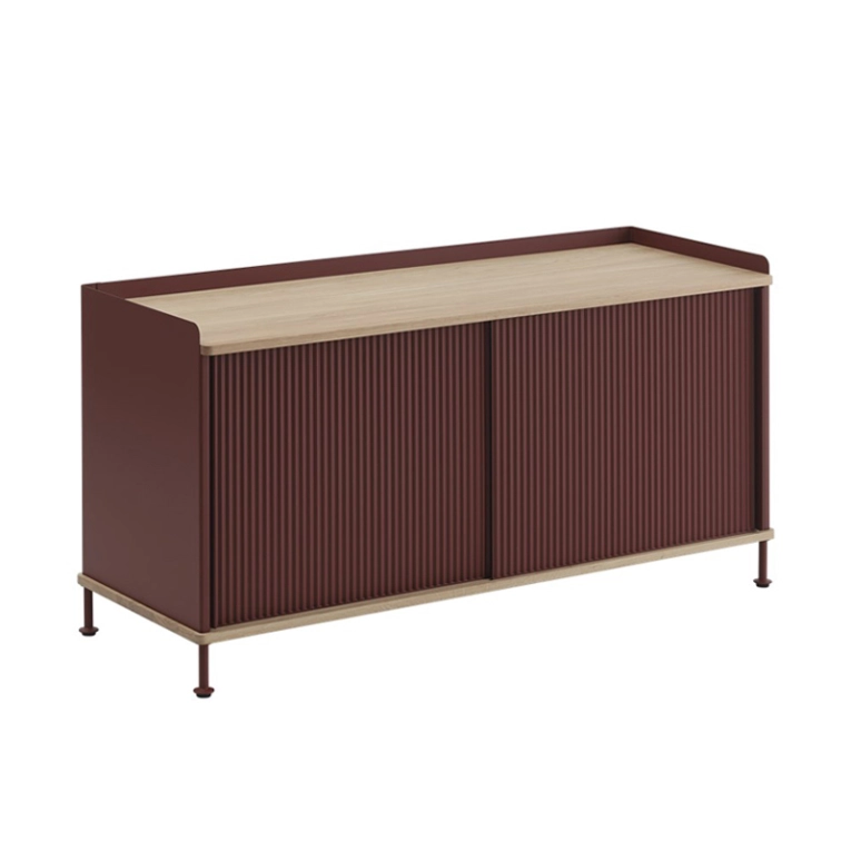 Meuble de rangement ENFOLD Buffet L 124 Chêne/ rouge foncé MUUTO