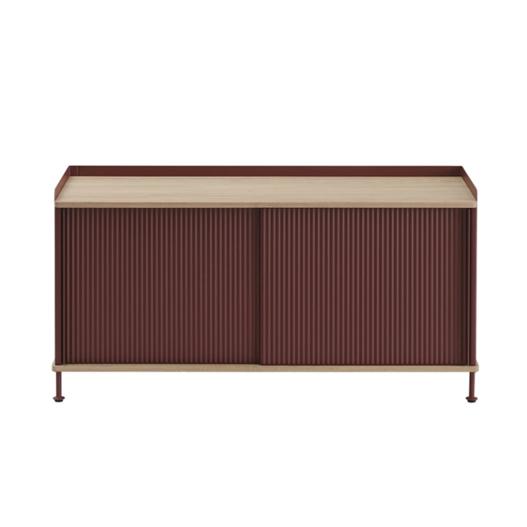 Meuble de rangement ENFOLD Buffet L 124 Chêne/ rouge foncé MUUTO