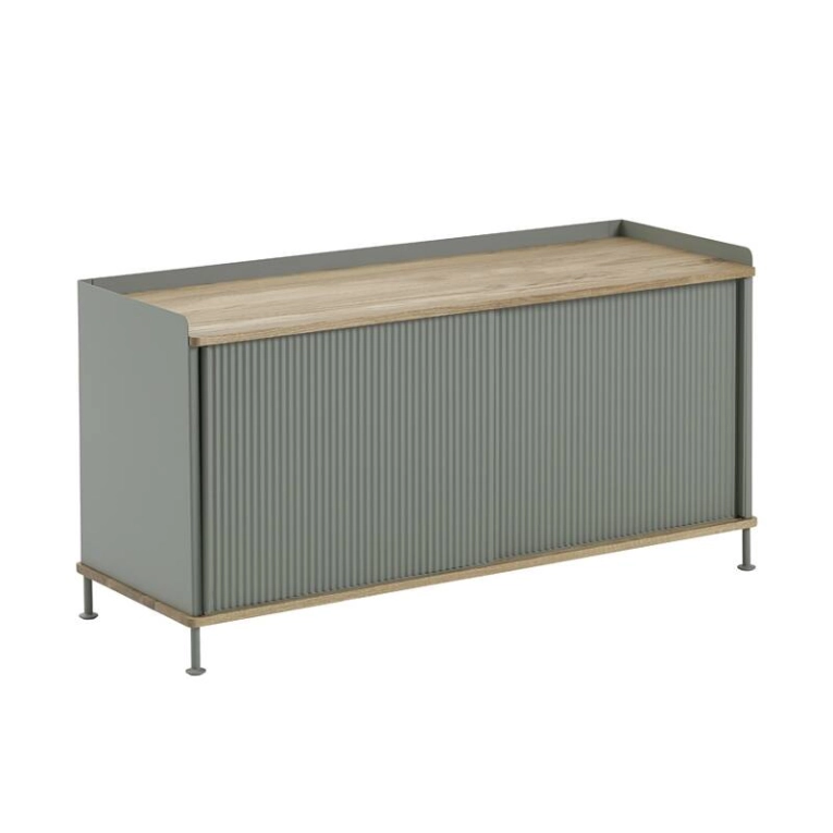 Meuble de rangement ENFOLD Buffet L 124 Chêne/ vert cendré MUUTO