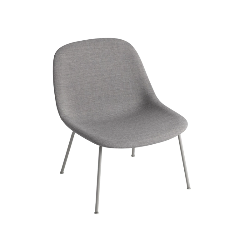 Fauteuil FIBER LOUNGE Coque tissu/ pieds acier Gris 133/ gris MUUTO
