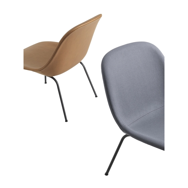 Fauteuil FIBER LOUNGE Coque tissu/ pieds acier Gris 133/ gris MUUTO