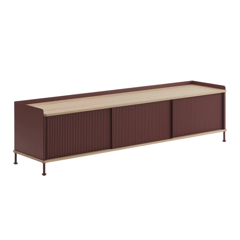 Meuble de rangement ENFOLD Buffet L 186 Chêne/ rouge foncé MUUTO