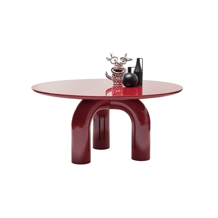 Table ELEPHANTE Ronde Bordeaux laqué brillant MOGG