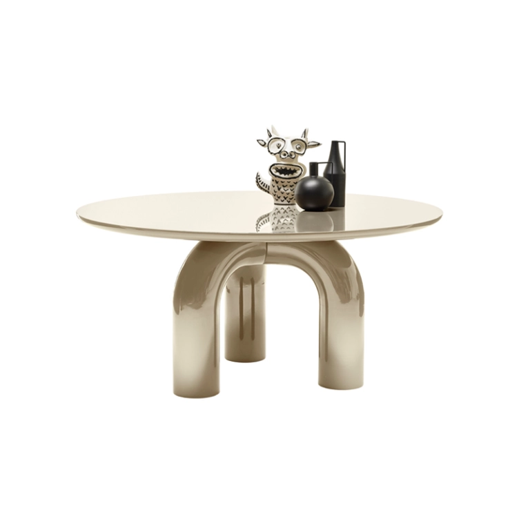 Table ELEPHANTE Ronde Beige laqué brillant MOGG