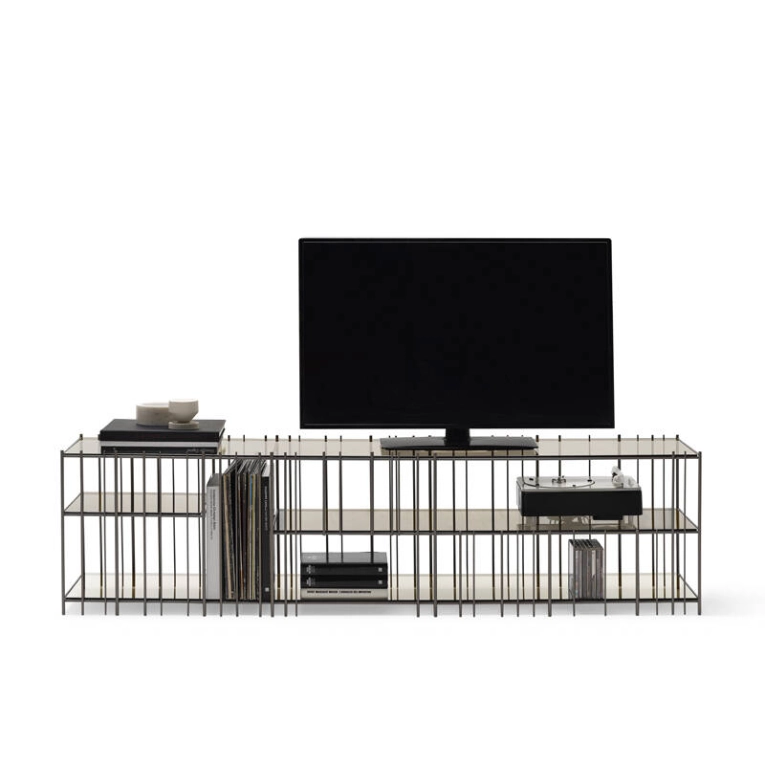 Meuble de rangement METRICA TV Métal bruni/ verre bronze MOGG