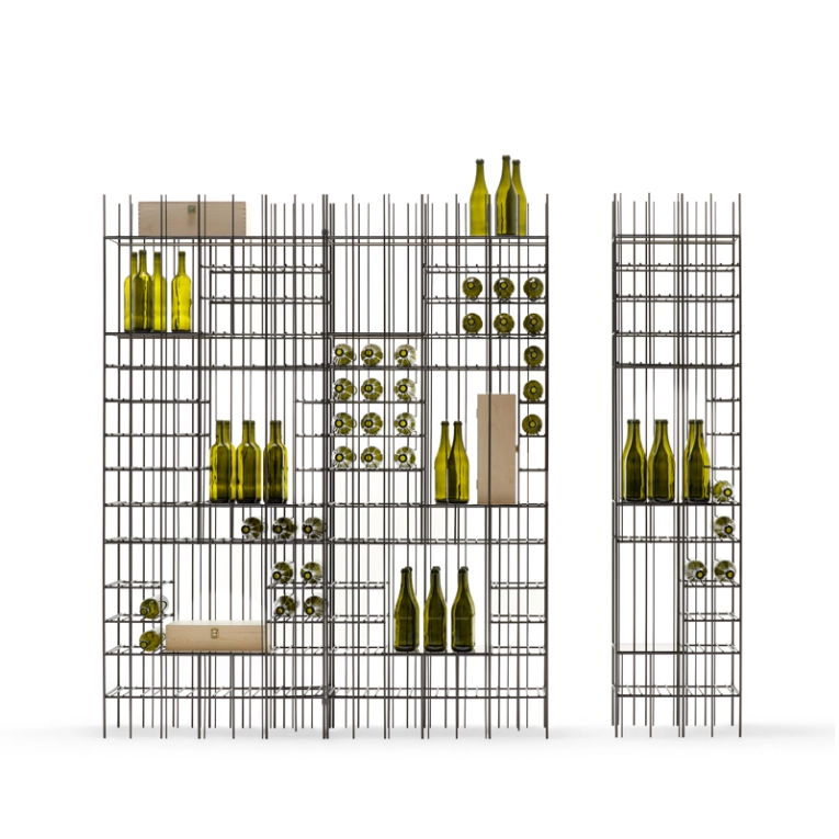 Etagère Porte-bouteilles METRICA A WINE Métal bruni/ verre bronze MOGG