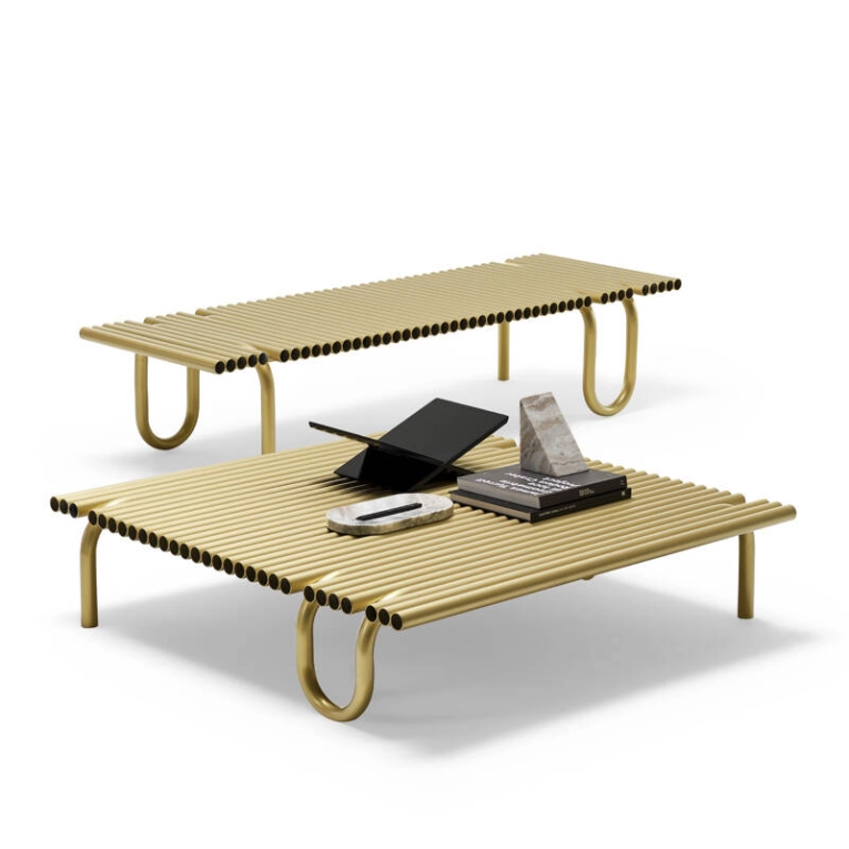 Table basse PIPELINES 175x60 Or MOGG