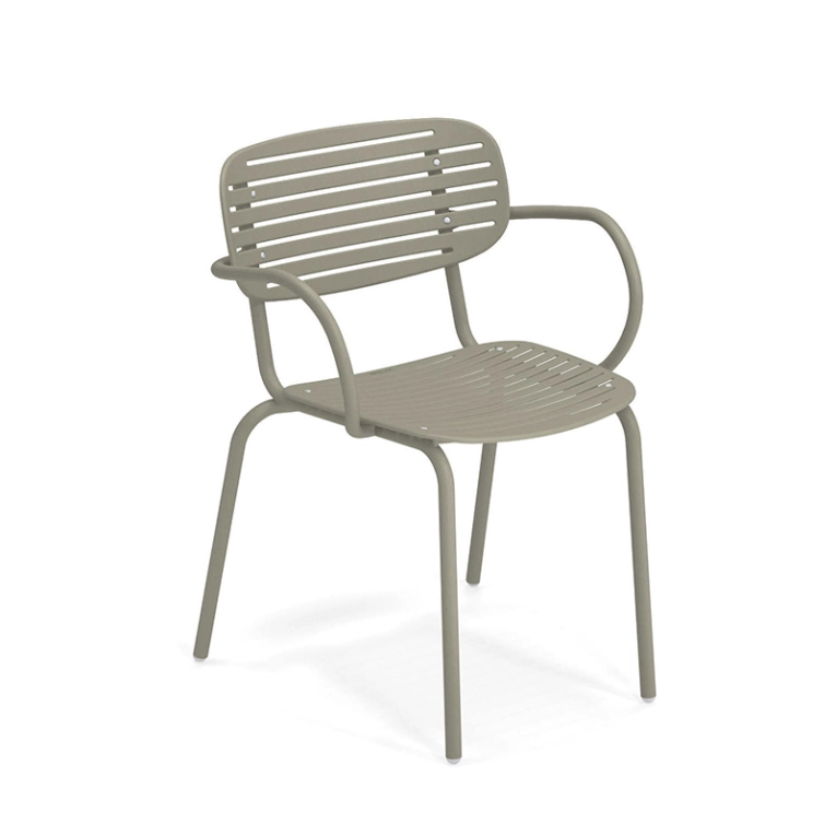 Chaise extérieur MOM avec accoudoirs Gris Vert EMU