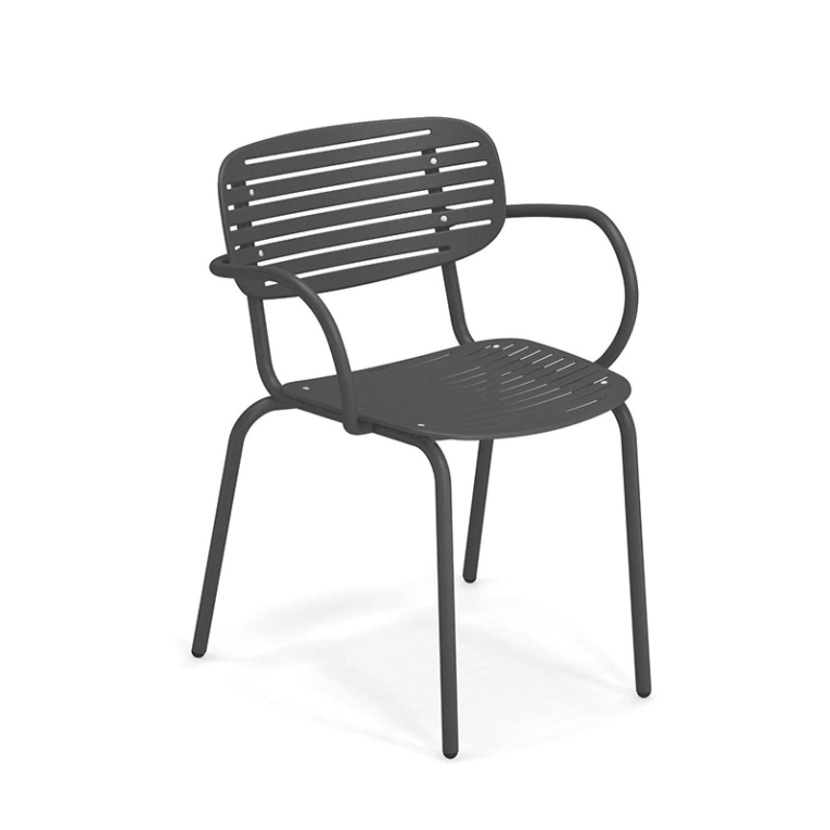 Chaise extérieur MOM avec accoudoirs Fer ancien EMU