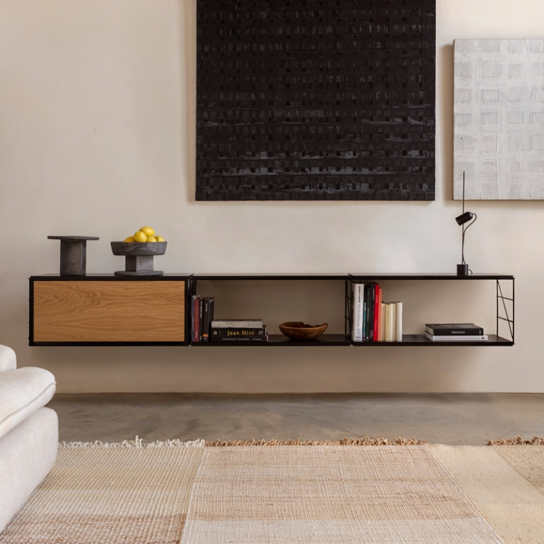 Etagère TRIA 36 L 278 Noir/ chêne MOBLES 114