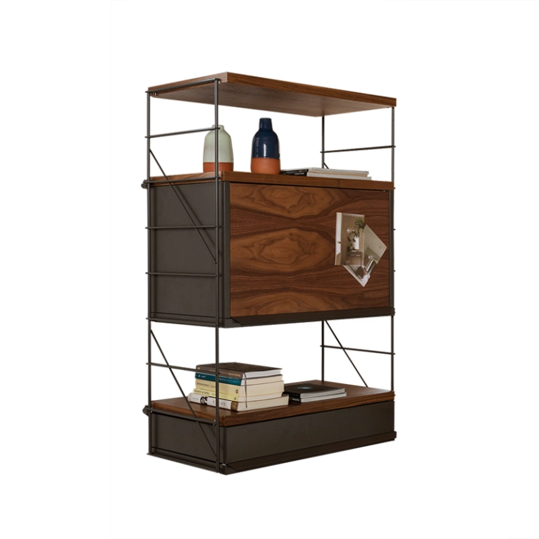 Etagère TRIA 36 94x100 Noir/ noyer MOBLES 114