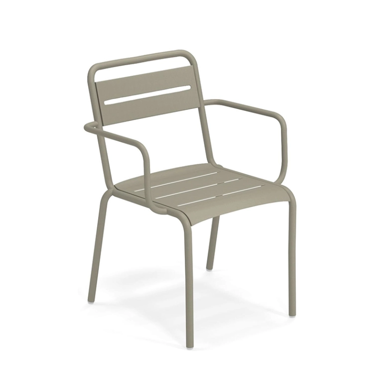 Chaise extérieur STAR avec accoudoirs Gris Vert EMU