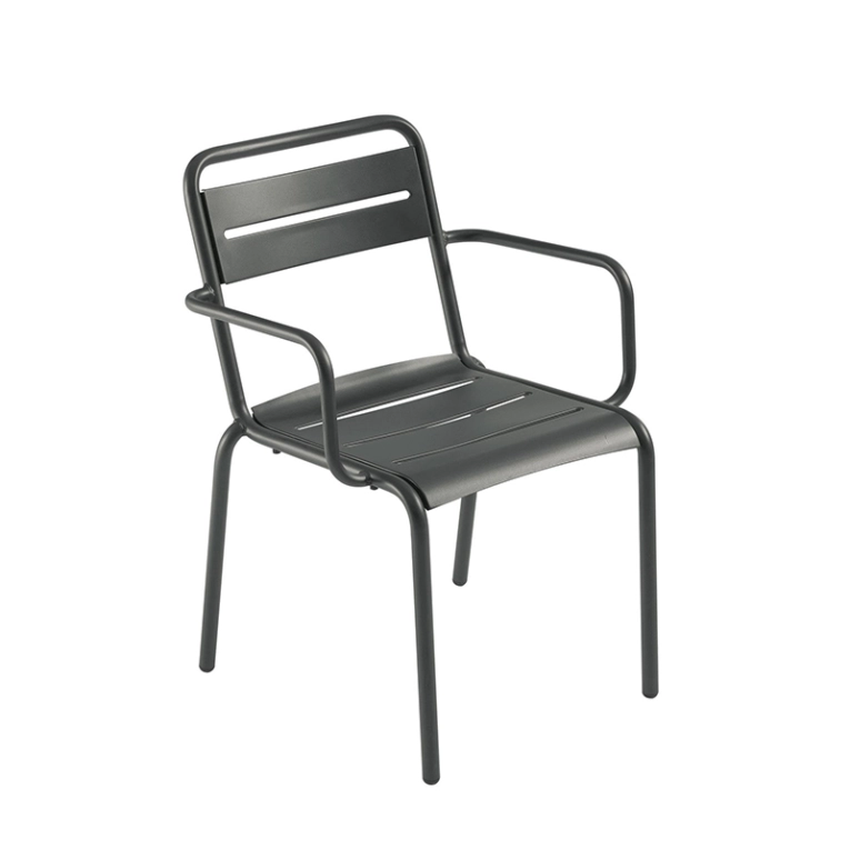 Chaise extérieur STAR avec accoudoirs Fer ancien EMU