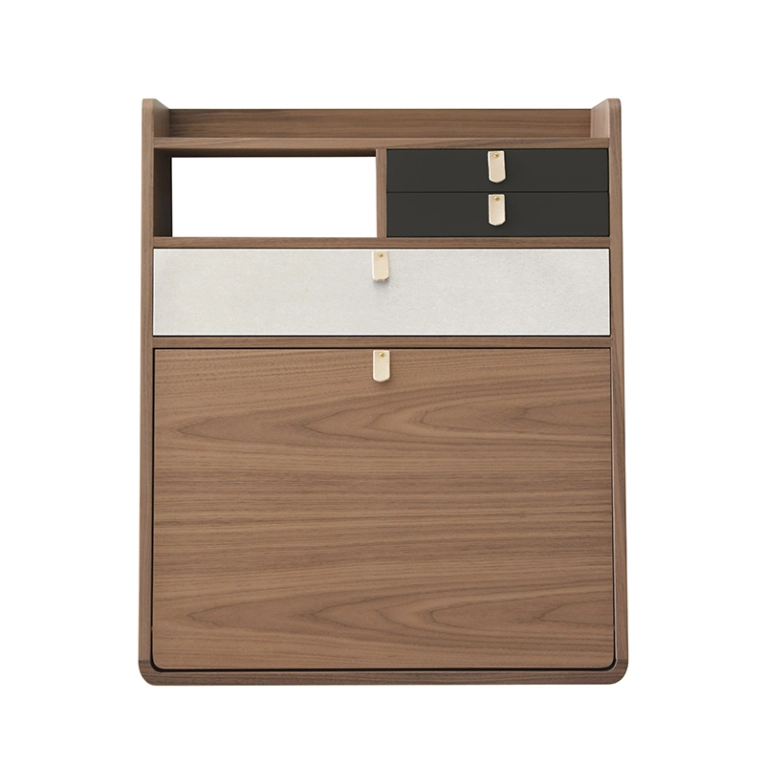 Bureau Secrétaire mural GASTON noyer Gris ardoise / gris clair HARTO