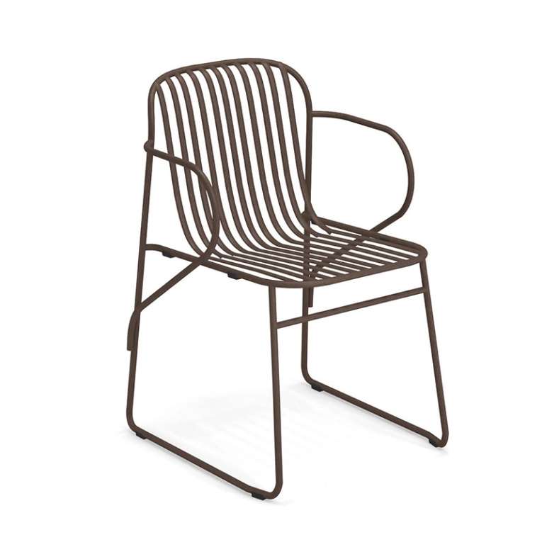 Chaise extérieur RIVIERA avec accoudoirs Marron d'Inde EMU