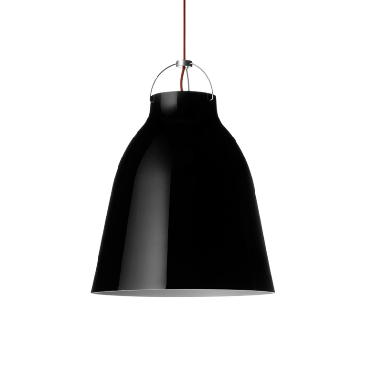 Suspension CARAVAGGIO P3 Noir brillant/ câble rouge FRITZ HANSEN
