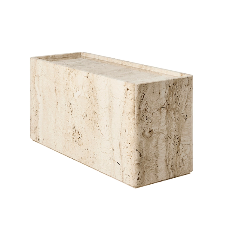 Table d'appoint guéridon PIETRA 30x80 Travertin blanc neutre GUBI