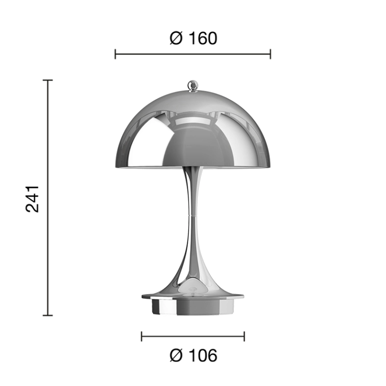 Lampe sans fil PANTHELLA 160 PORTABLE V3 Chrome LOUIS POULSEN