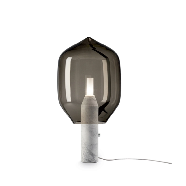 Lampe à poser LIGHTHOUSE Verre gris / Marbre blanc de Carrare  ESTABLISHED & SONS