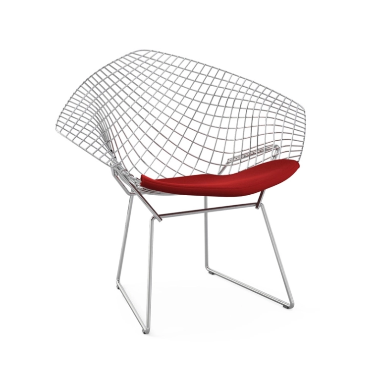 Fauteuil DIAMANT avec galette d'assise Rouge KNOLL