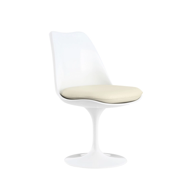 Chaise TULIP CHAIR Coussin vinyle blanc KNOLL