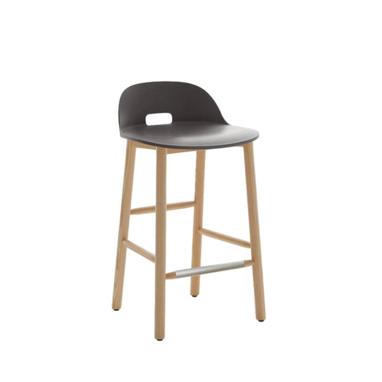 Tabouret haut ALFI STOOL dossier bas Anthracite EMECO