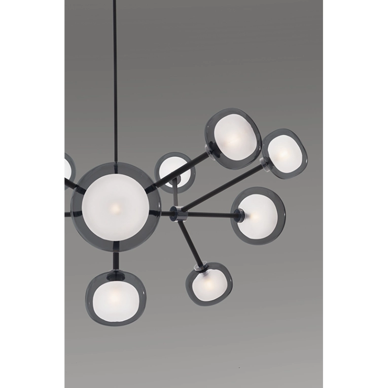 Suspension NABILA 552.12 Chrome noir / verre fumé TOOY