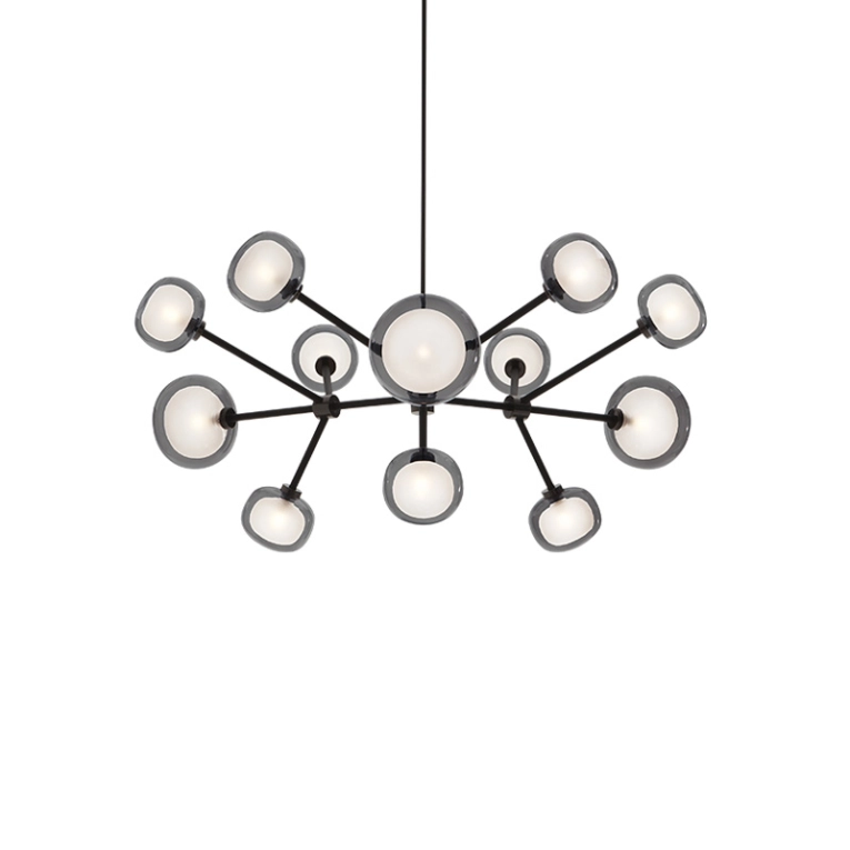 Suspension NABILA 552.12 Chrome noir / verre fumé TOOY