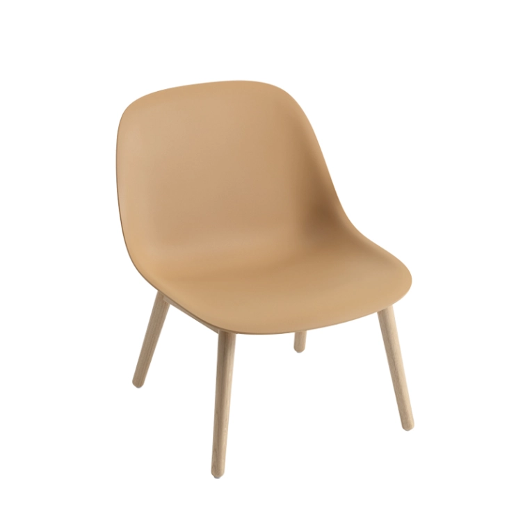 Fauteuil FIBER LOUNGE Pieds bois Ocre/ chêne MUUTO