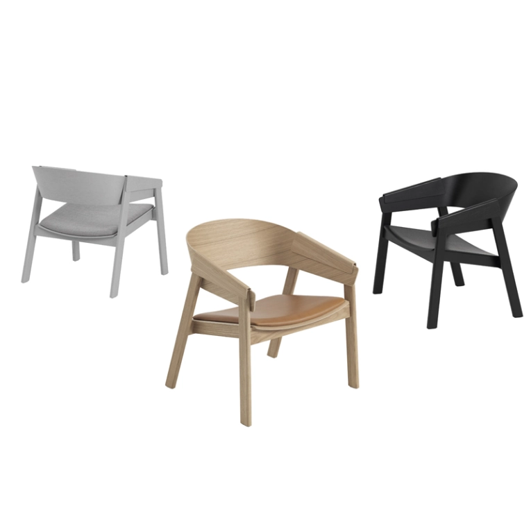 Fauteuil COVER LOUNGE assise cuir Noir MUUTO