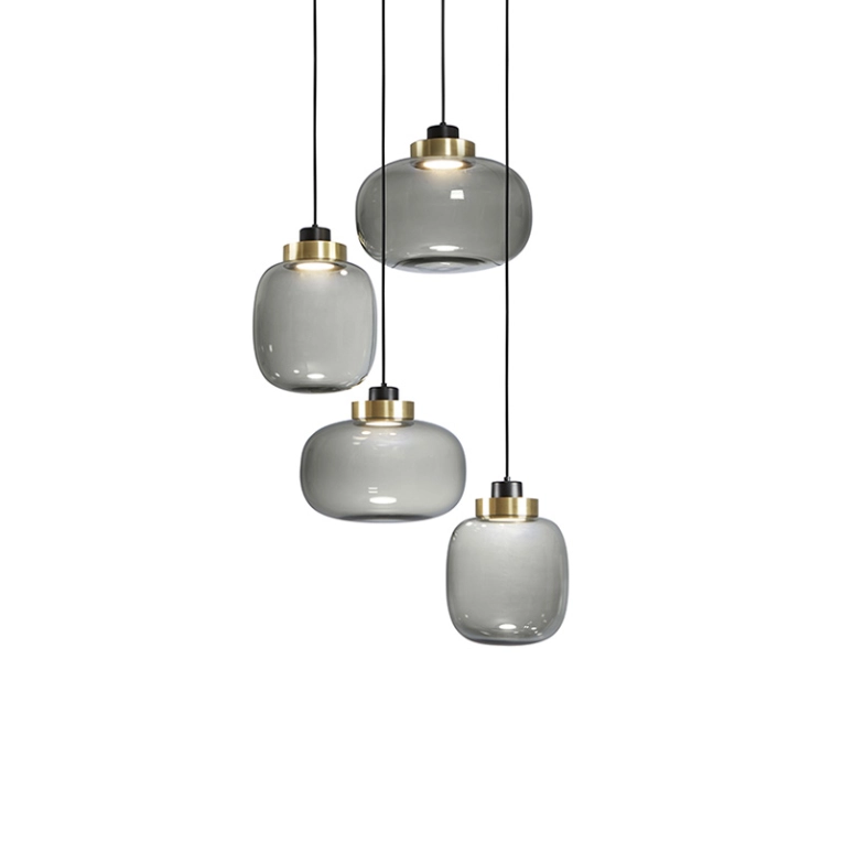 Suspension LEGIER 557.14 Laiton/ verre fumé TOOY