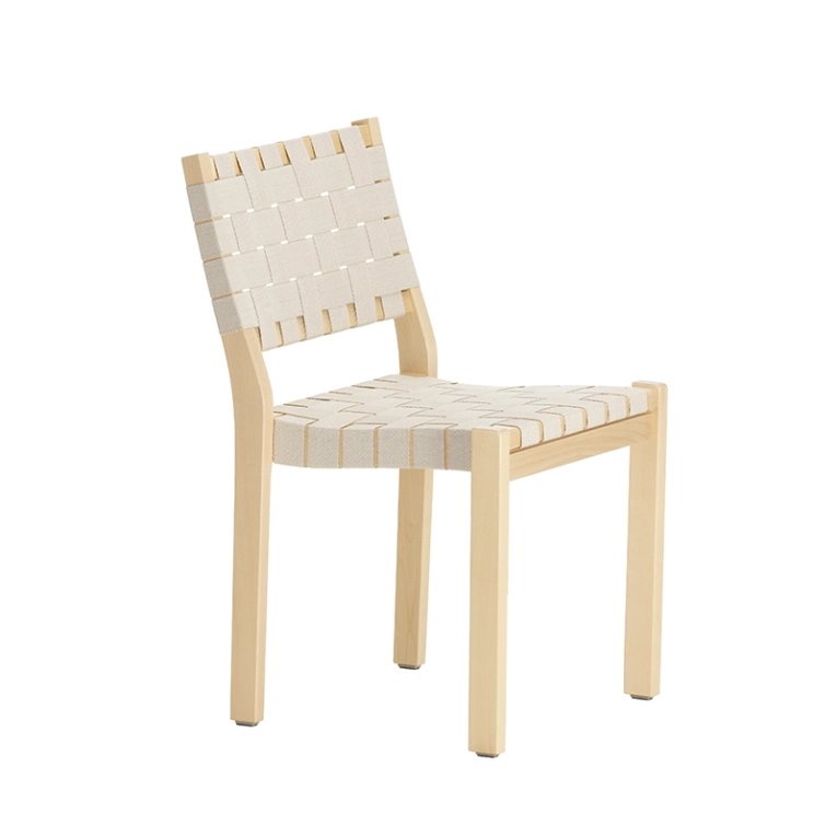 Chaise 611 Bouleau naturel / lin naturel/blanc ARTEK
