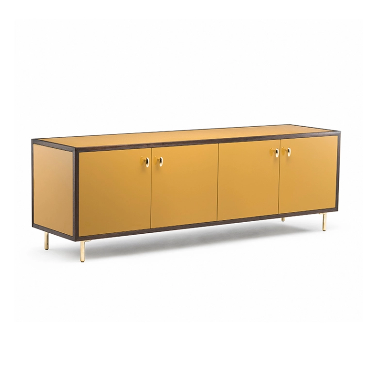 Meuble de rangement Buffet CLASSON 4 portes Noyer danois huilé / HDF Ochre DE LA ESPADA