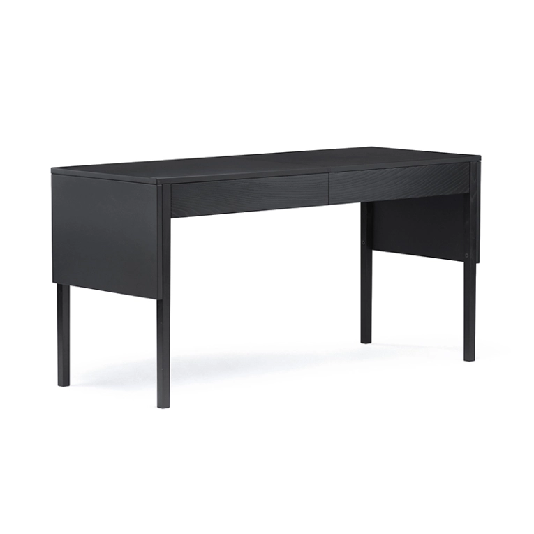 Bureau DRAPE Cuir noir / Frêne peint noir DE LA ESPADA