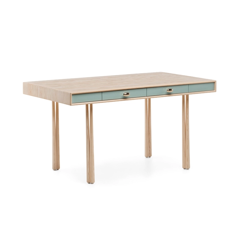 Bureau ELLIOT Frêne huilé blanc / HDF peint lagon brillant DE LA ESPADA