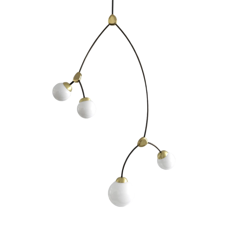 Suspension IVY 4 Blanc opalin/ laiton CTO LIGHTING