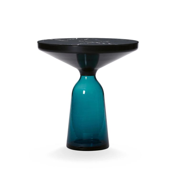Table d'appoint guéridon BELL SIDE Marbre Bleu Montana/ noir CLASSICON