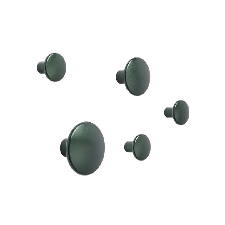 Patère Design Set de 5 patères DOTS METAL Vert foncé MUUTO