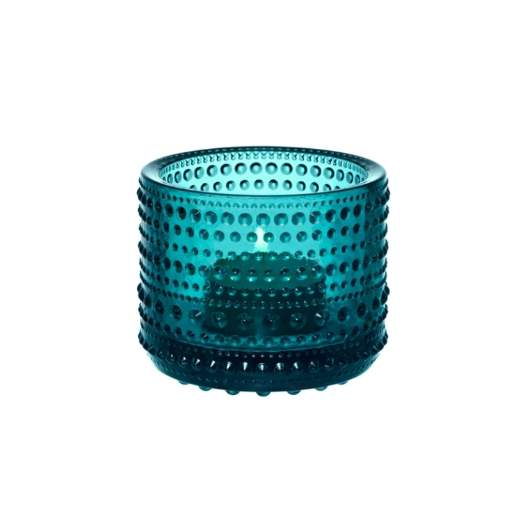 Photophore, bougeoir et bougie Photophore KASTEHELMI Bleu de mer IITTALA