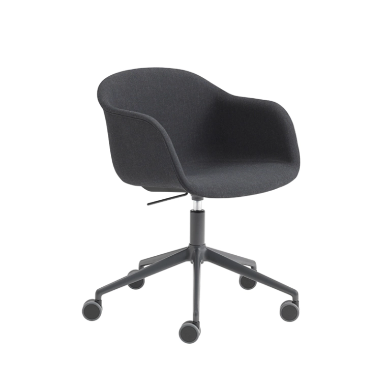 Fauteuil de bureau FIBER ARMCHAIR Piètement roulettes Noir 183 MUUTO