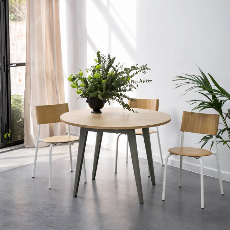 Table NEW MODERN Chêne Ø 110 Gris Eucalyptus TIPTOE